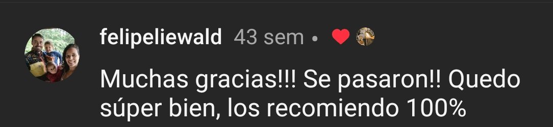 Testimonio de cliente en Instagram